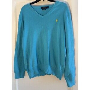 Polo Ralph Lauren Sweater Mens Large Blue Pima Cotton Pullover